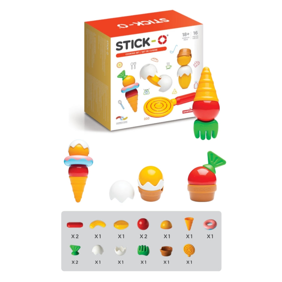 Stick-O Cooking Set 16pc Magnetic Playset
