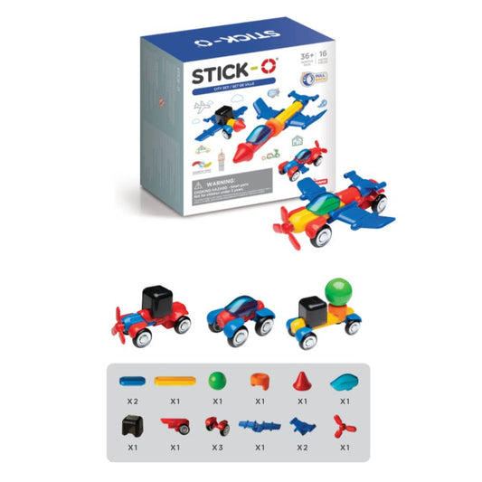 Stick-O City Set 16pc Magnetic Playset