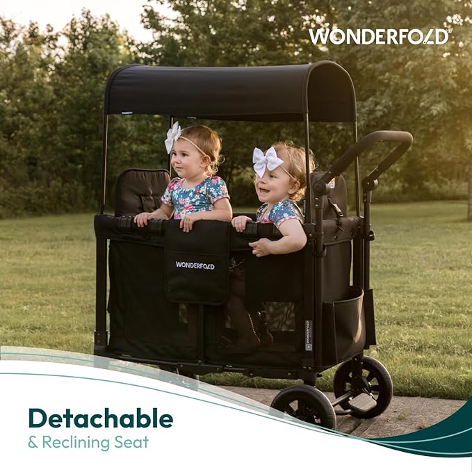 Wonderfold Wagon Luxe 2 Double Stroller with 5 Point Harness