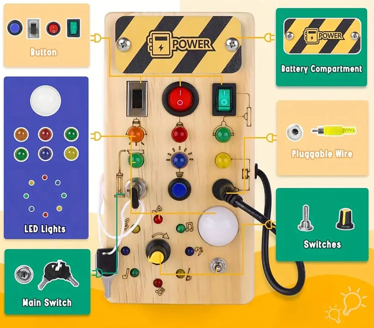 Montessori Light Up Switch Busyboard