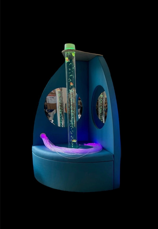 Corner Bubble Tube Unit with Fiber Optics