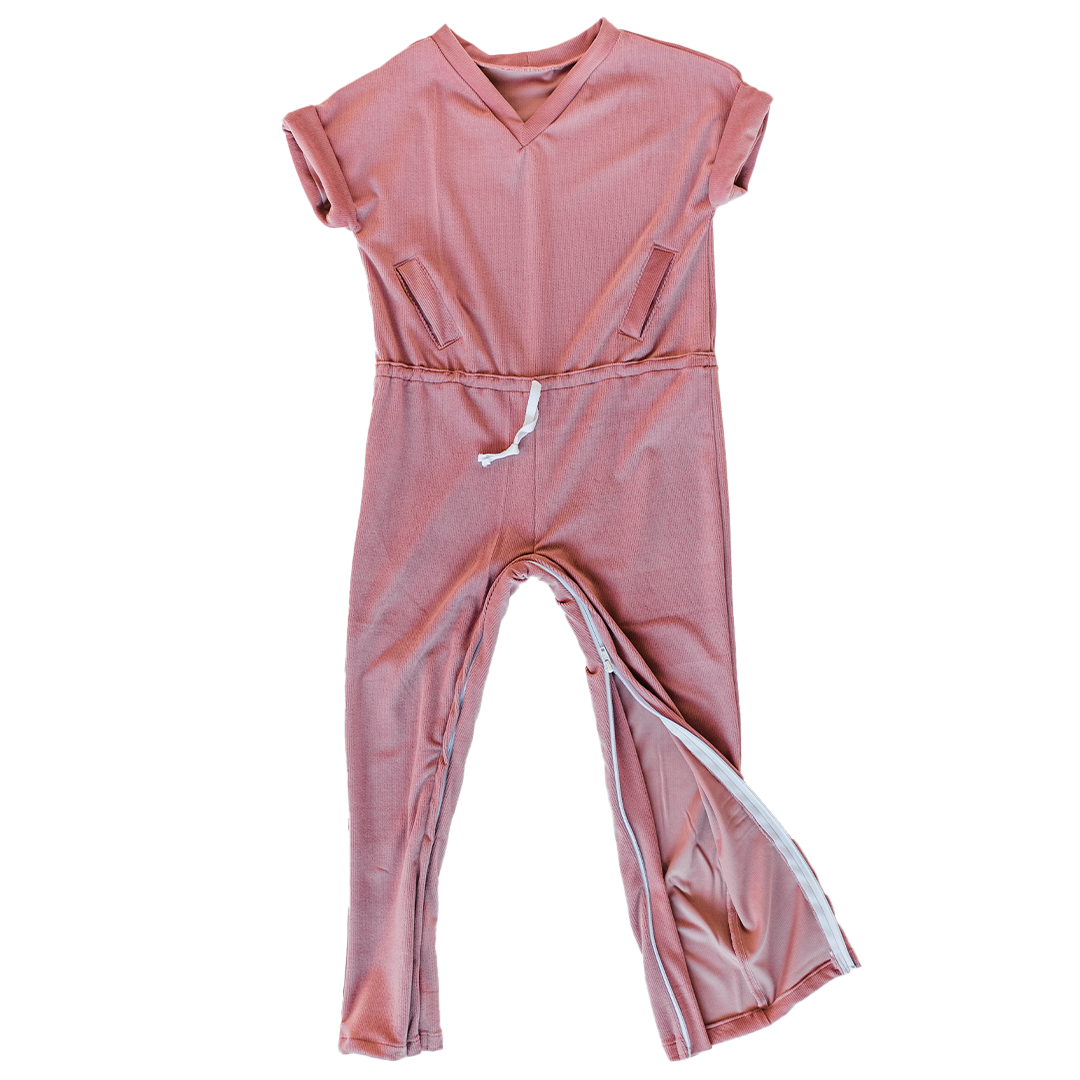 Adaptive Knit Corduroy Pants Romper