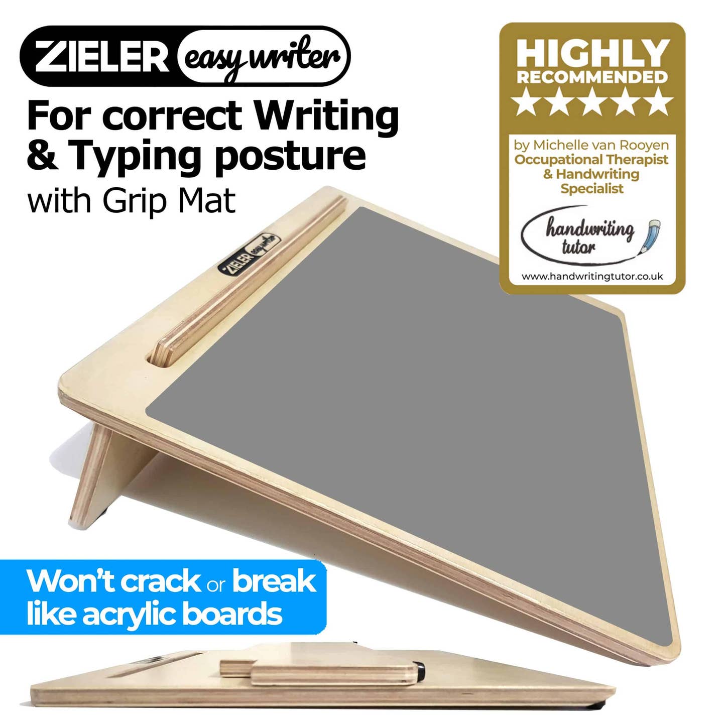 Wooden Ergonomic Easywriter Writing Slope with Grip Mat – AdaptAbility