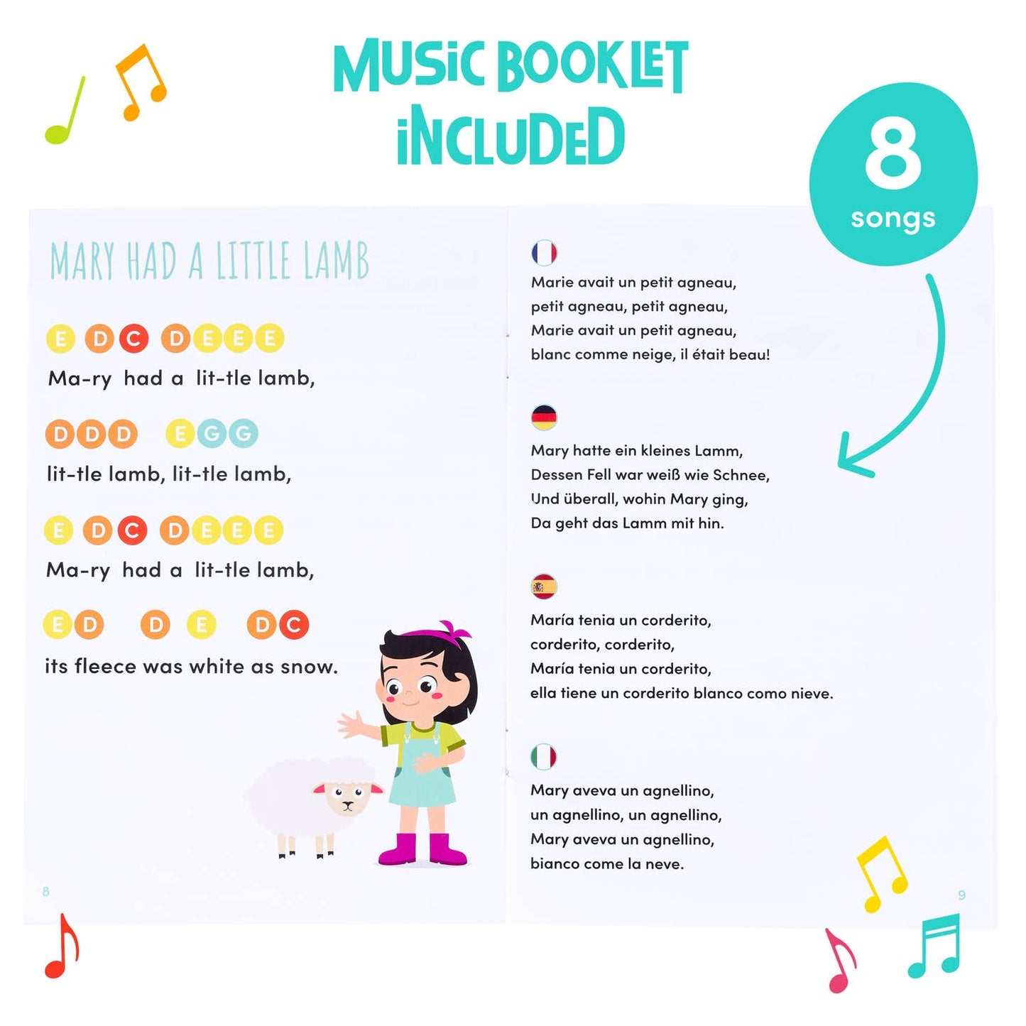 Rainbow Music Bells (Set of 8)