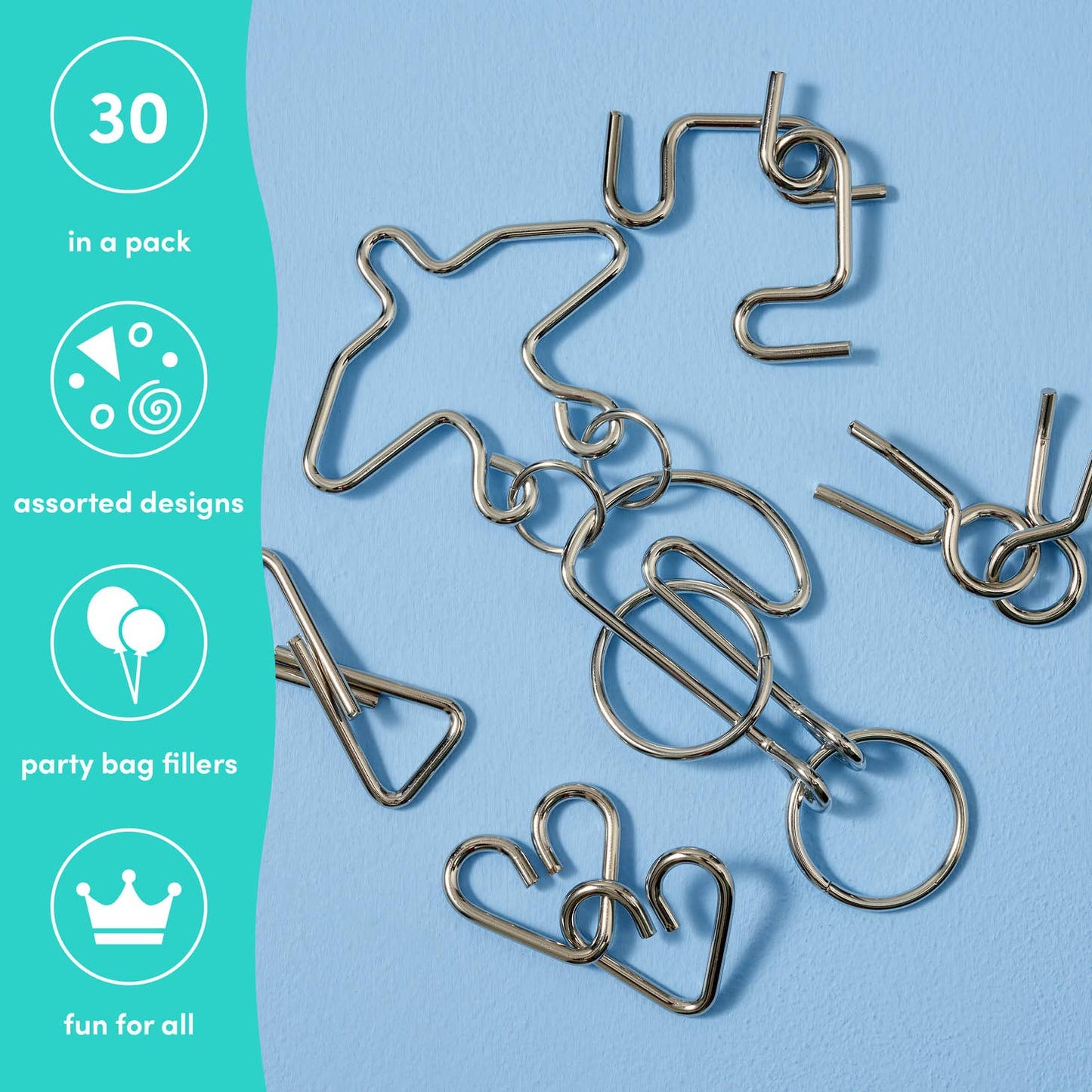 Metal Wire IQ Brain Mind Teaser Puzzles - 36 Pieces