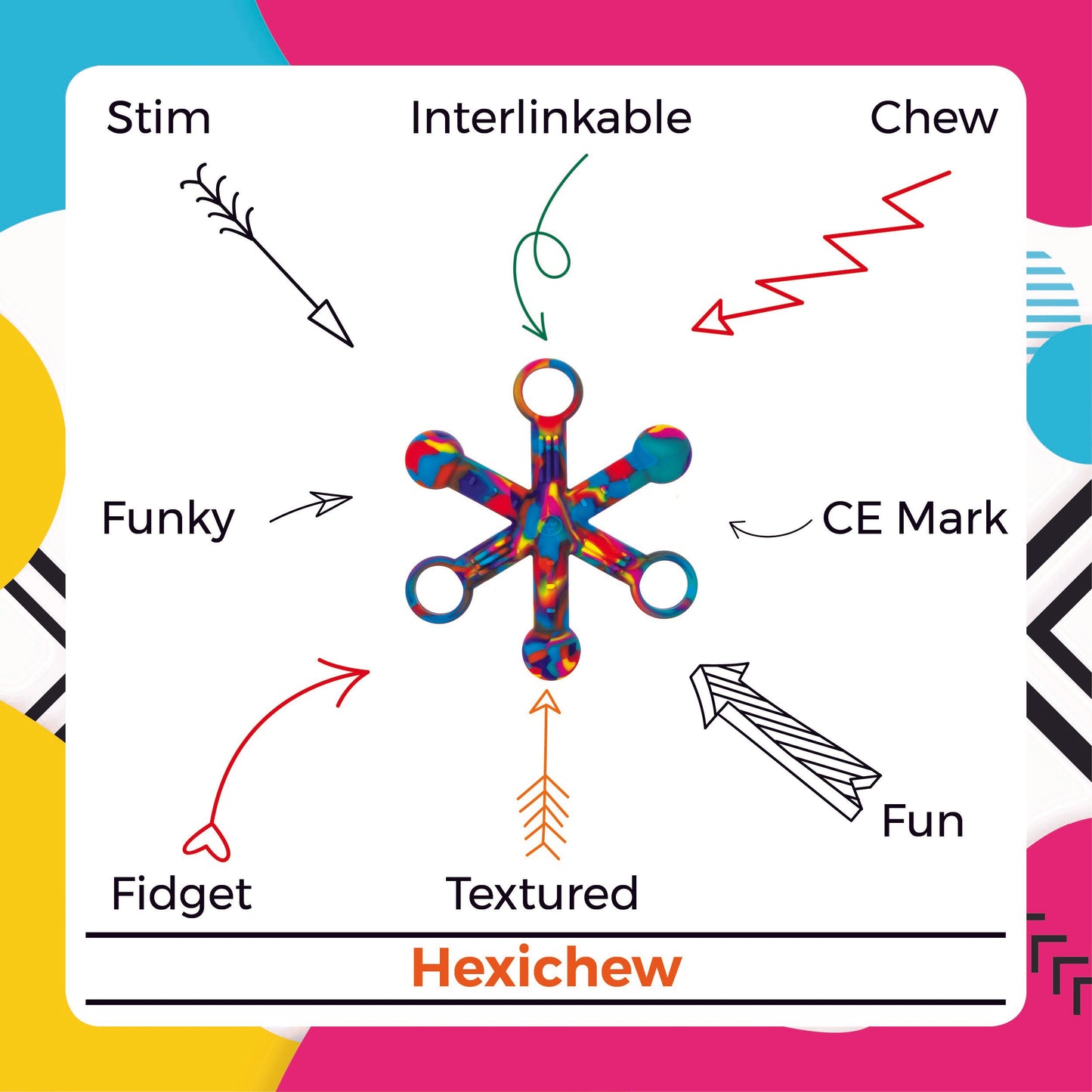 Hexichew Fidget Chew - Rainbow