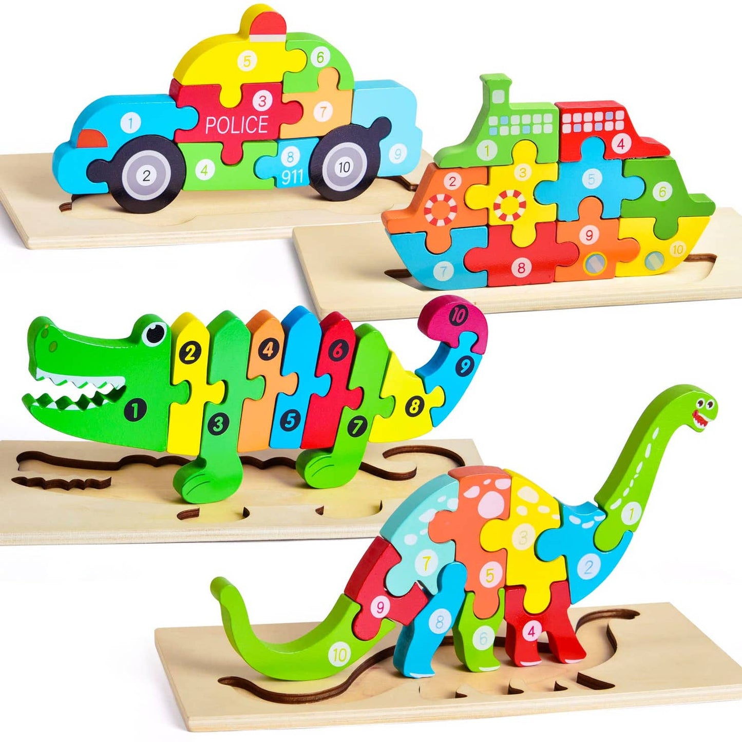 4 Pack of Wooden Puzzles