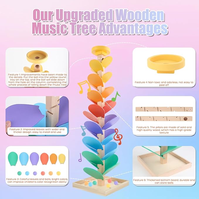 Montessori Wooden Marble Run Music Tree