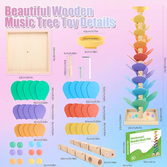 Montessori Wooden Marble Run Music Tree