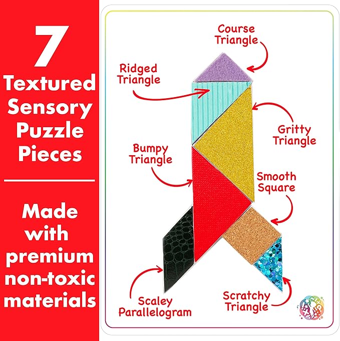Sense and Grow: Magnetic Textured Tangram Puzzles