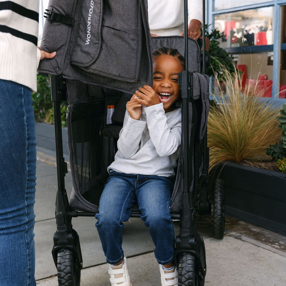 Wonderfold Wagon W2 Luxe Pro Double Stroller with 5 Point Harness