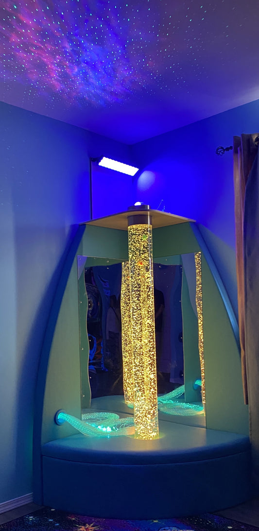 Dakota 3636 Sensory Package Corner Bubble Tube Unit with Fiber Optics