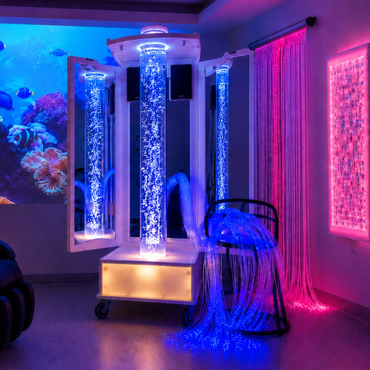 Tall Mirrored Bubble Tube Rover with Sensory Vision Projector