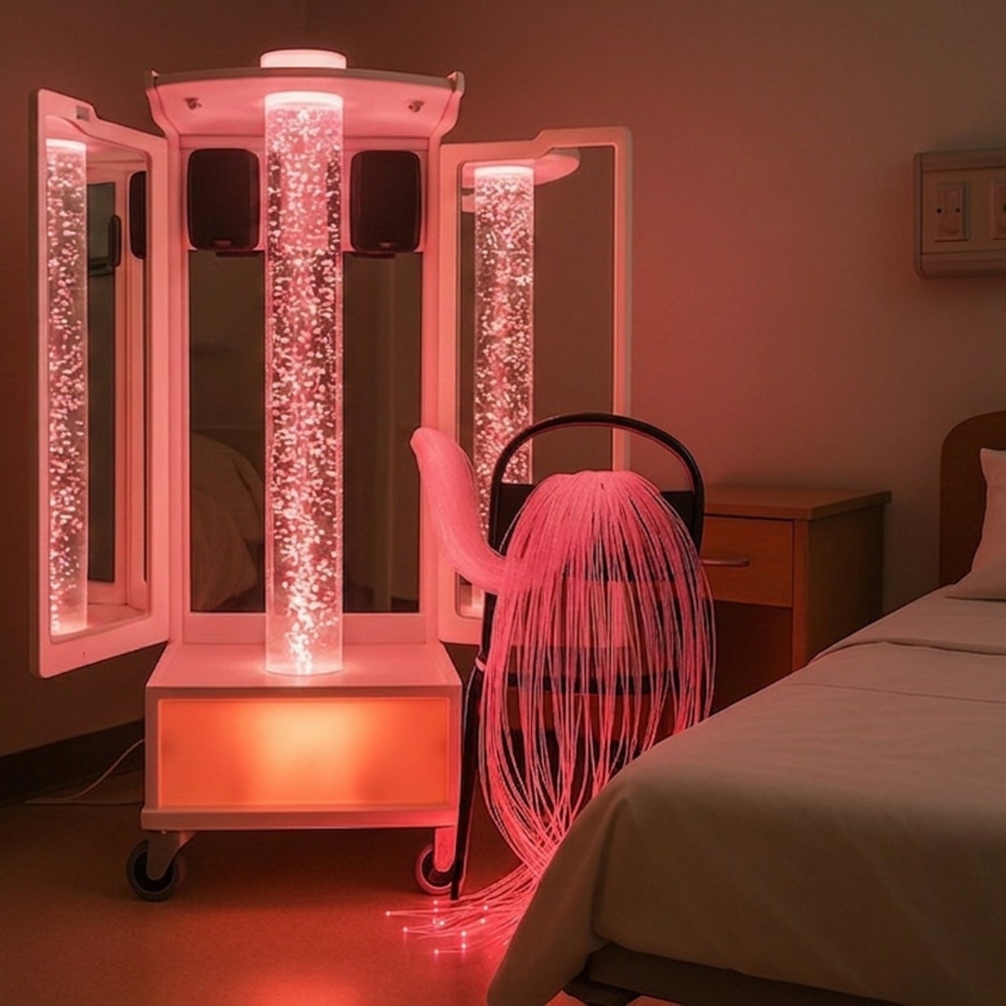 Tall Mirrored Bubble Tube Rover with Sensory Vision Projector