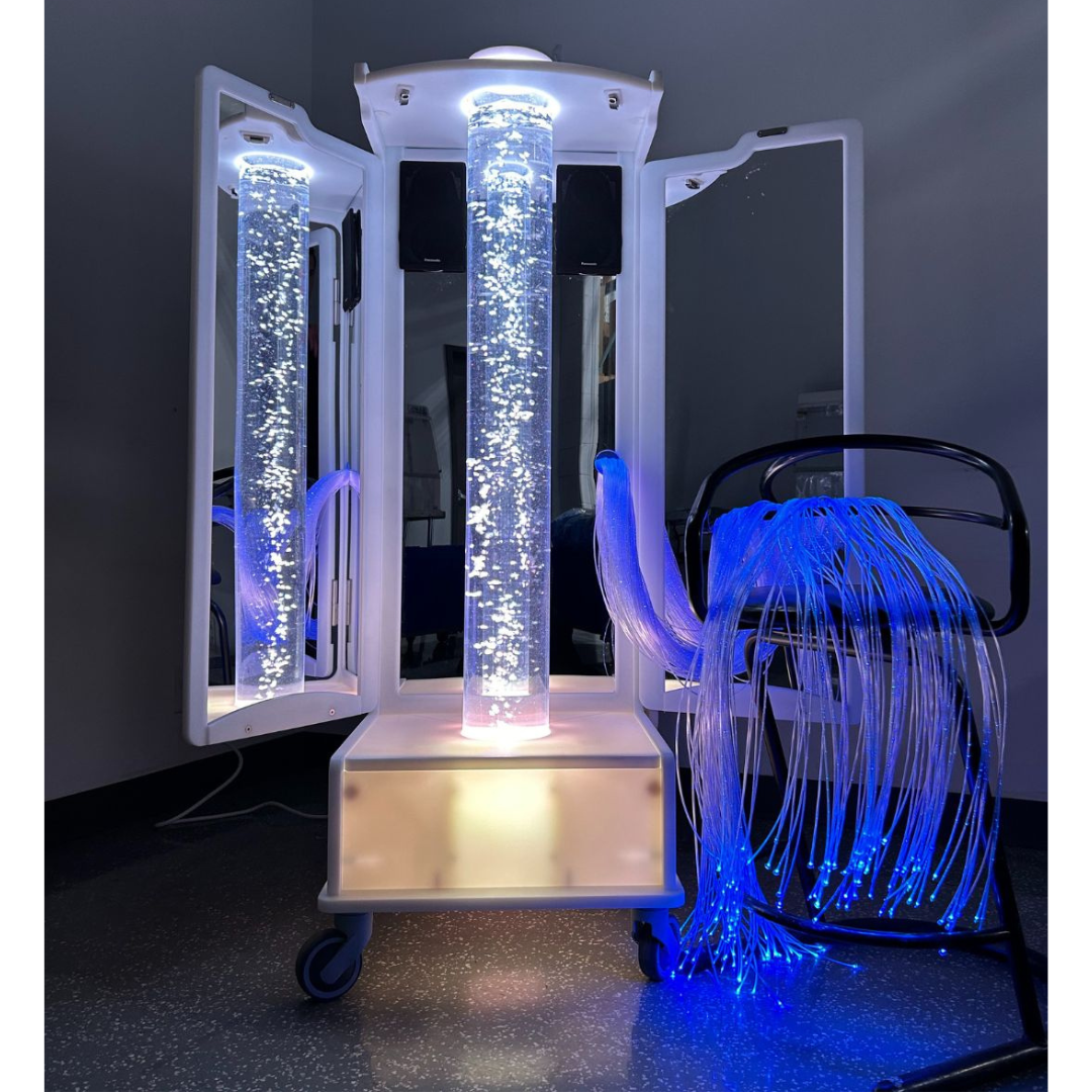 Tall Mirrored Bubble Tube Rover with Sensory Vision Projector