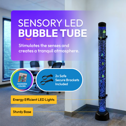 5ft Sensory LED Bubble Tube Lamp with 2 Brackets