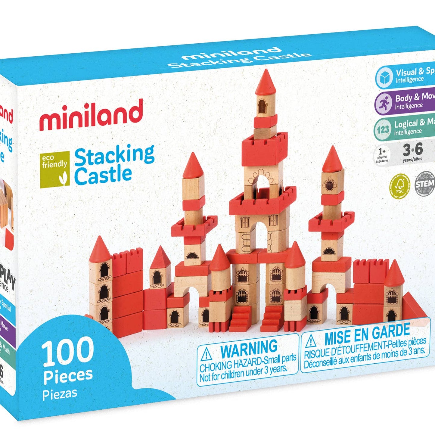 Stacking Castle Wooden Blocks - 100 Pieces